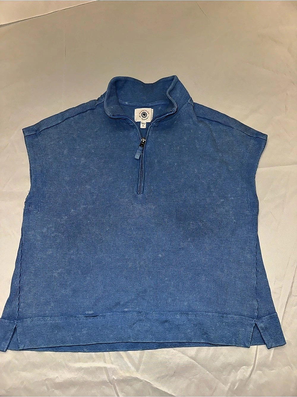 Sunnyside by Sunday Blue Quarter-Zip Sleeveless Top Size Medium